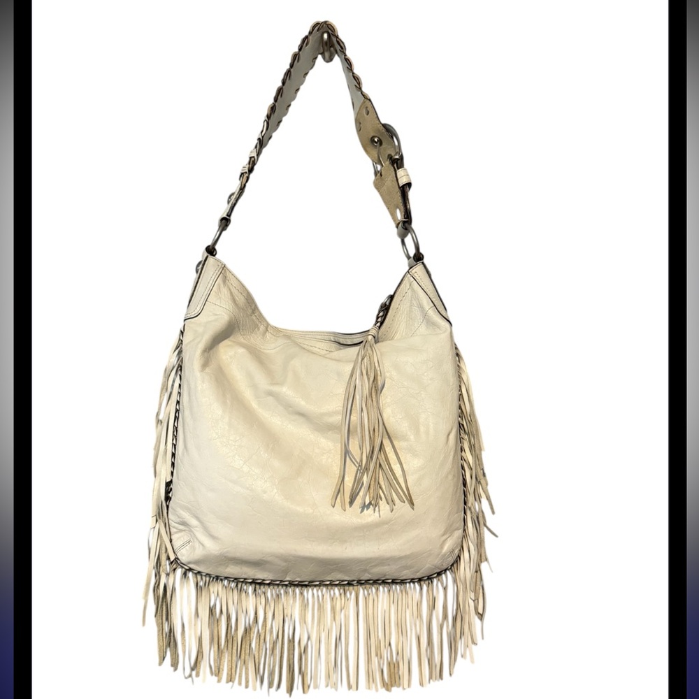 Coach Soho Kiki Fringe Hobo Bag White Leather Rare 2007